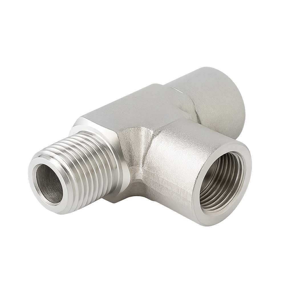 Тройник с внутренними резьбами и внешней резьбой сбоку